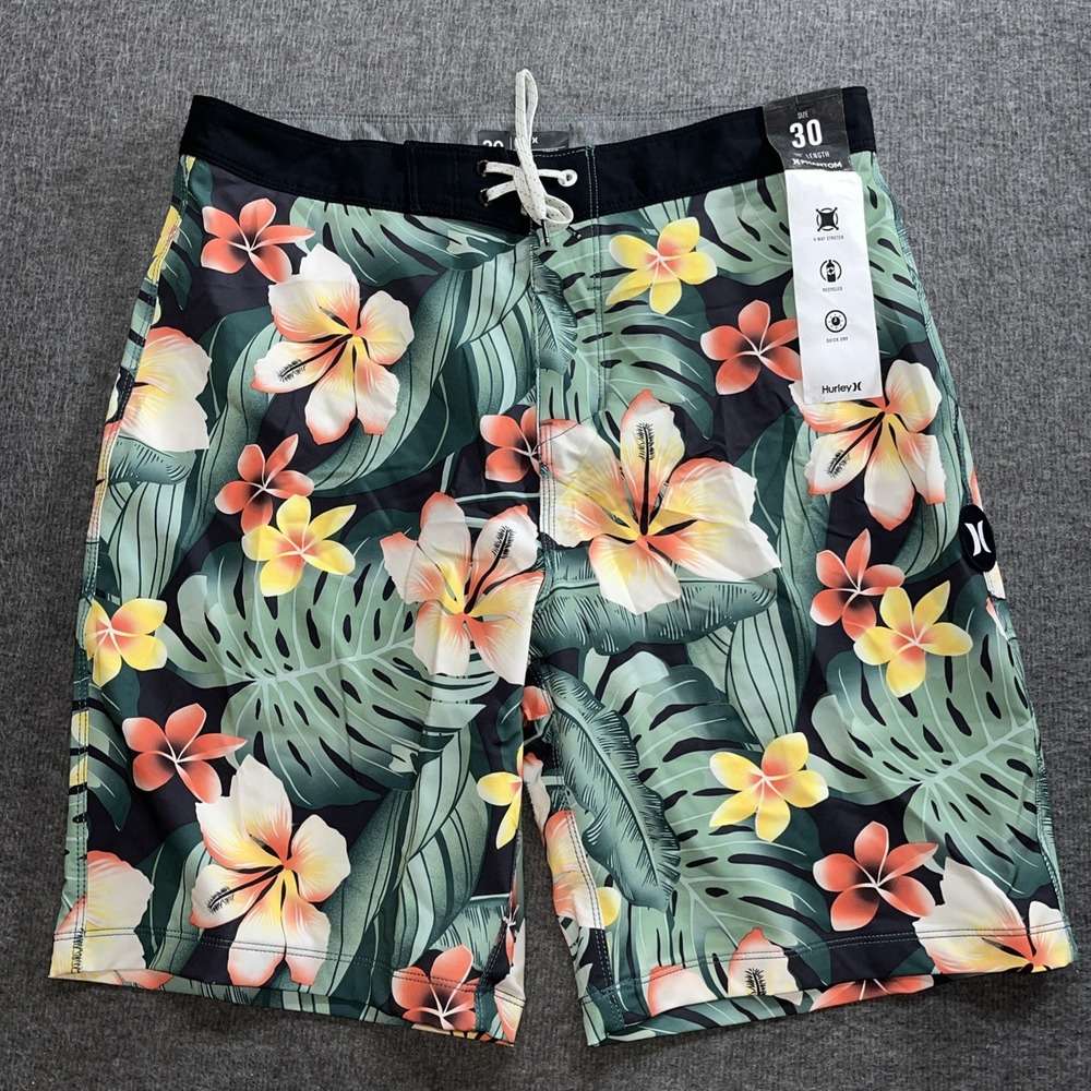 Hurley men's board shorts phantom size 30 20" inch length NWT Pool Beach